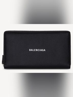 Balenciaga Black Leather Logo Wallet